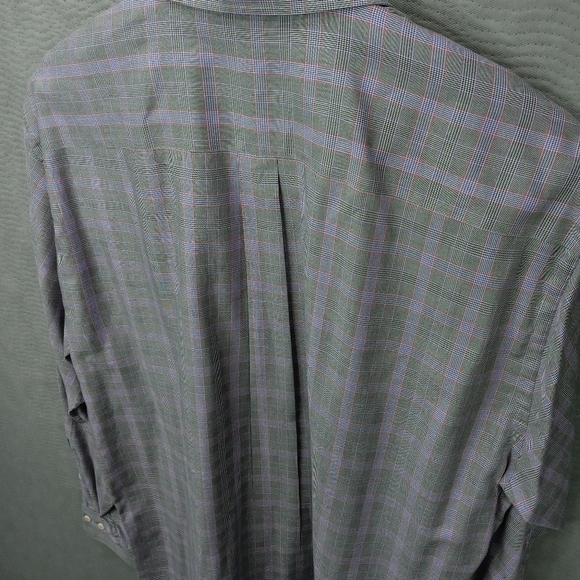 Peter Millar men's long sleeve button front shirt blue/gray. Cotton. Sz XL. Pit- - Picture 6 of 7